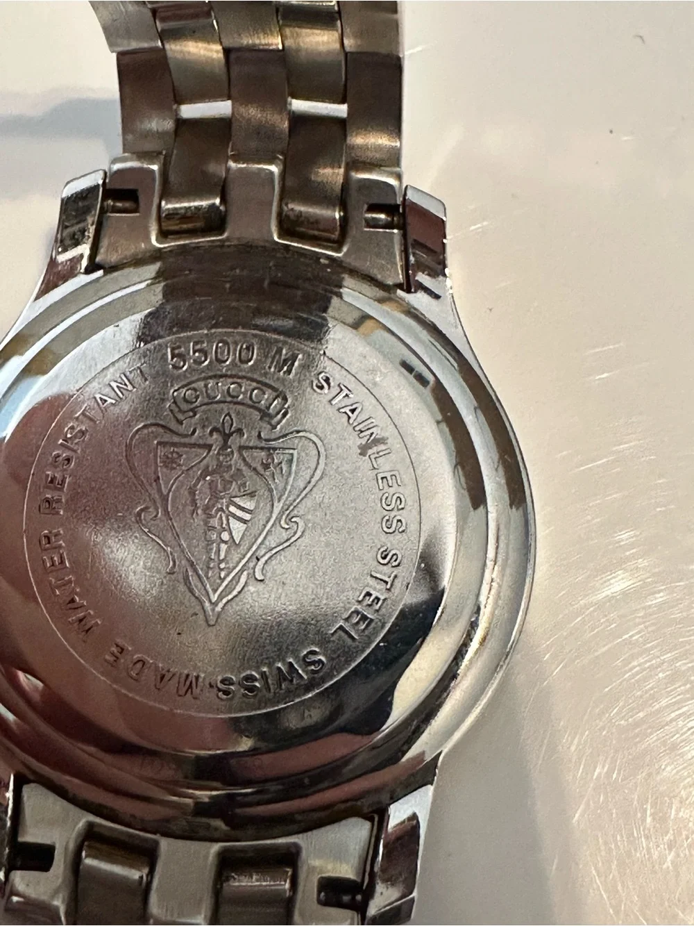 Vintage Gucci 5500M Two Tone Web Stripe Date Swiss Watch New Battery